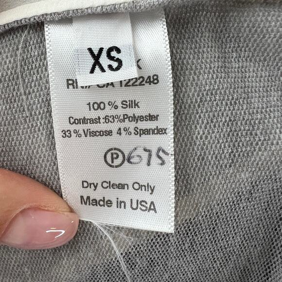 SJOBECK Cream Silk Back Contrast Cut-Out Long Sleeve Pullover Blouse Top Size XS - Picture 8 of 9